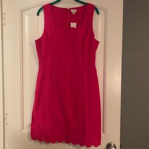 NWT JCrew Women’s Pink Scalloped Basketweave Dress